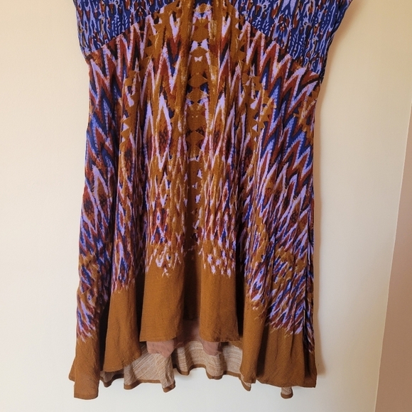 Free People Theodora Printed Boho Babydoll Dress Brown And Purple Size Large - Picture 6 of 9